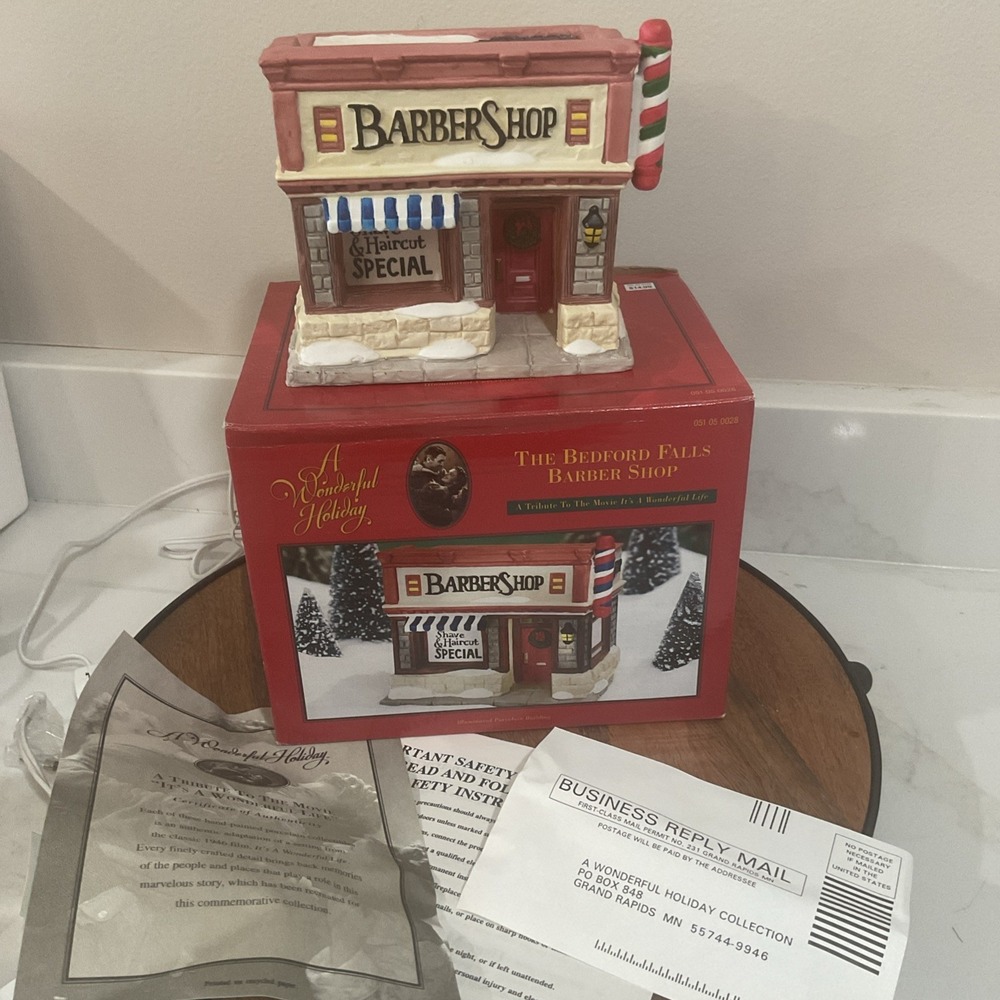 It's A Wonderful Life The Bedford Falls Barber Shop Building Ceramic 1997 New